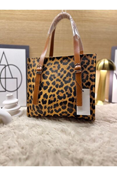 MODANTA Savana Elegance Leopard Patterned Women's Leather Strap Hand and Shoulder Bag