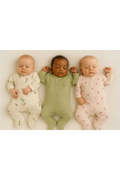 Renata's unisex bebek %100 pamuklu 3'lü tulum seti