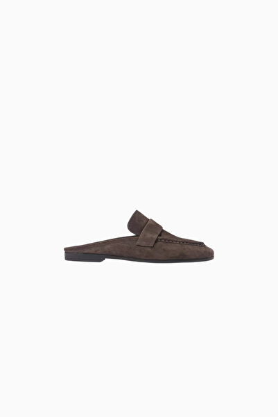 Black Suede Studio Gabby Dark Brown Suede Slip-On Loafer with Penny Detail, E...