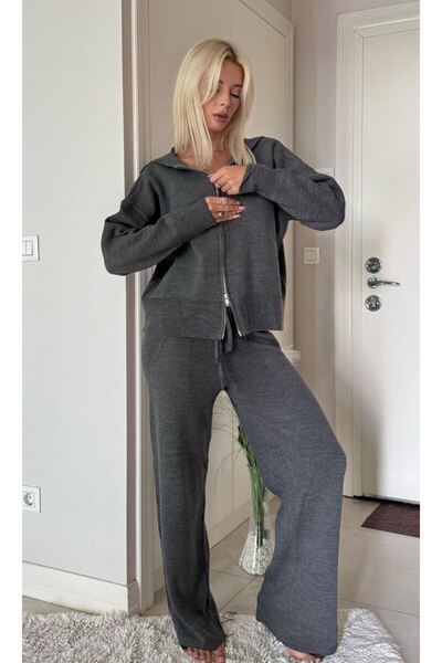Pulli Collection Double-Way Zipper Hooded Knitwear Tracksuit Set