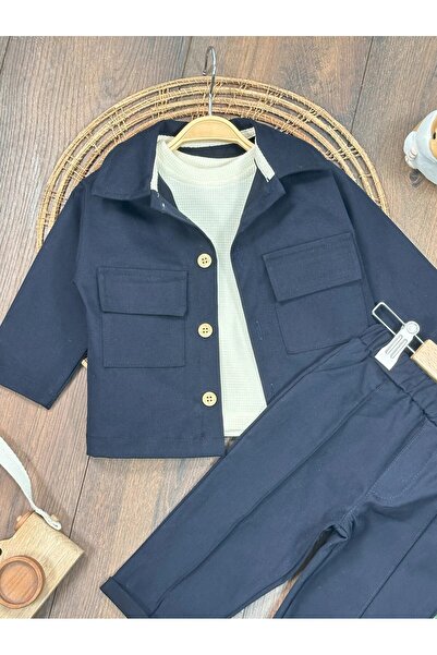 ADDA KETEN GABARDİN SWEATSHİRT BADİ RAHAT KESİM PANTOLON 3 LÜ ERKEK BEBEK VE ÇOCUK TAKIM