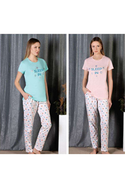 MİSS AYZA İÇTEN GELEN ŞIKLIK MissAyza 2300 guler rotund cu imprimeu (bumbac-cotton) Set pijamale pentru femei