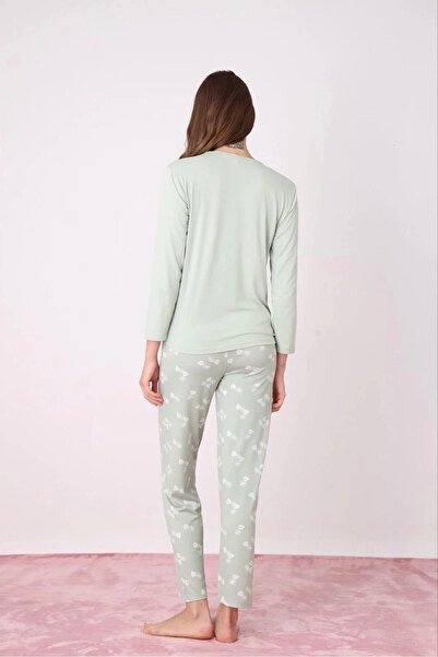 Pijamoni Kadın Milan Bisiklet Yaka Uzun Kol İnce Pijama Takımı 7600/33 - 1 Adet