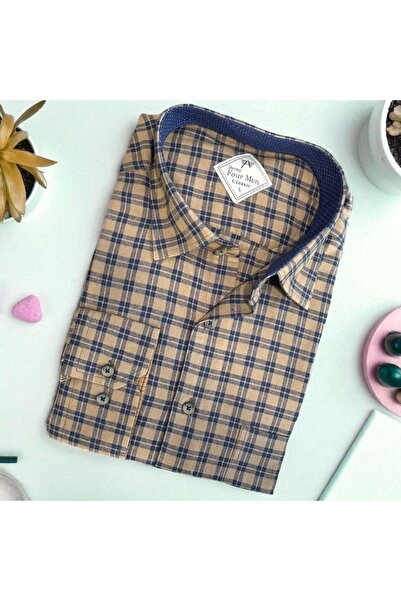 GÖMLEK GALERİSİ Classic Wide Cut Plaid Flannel Long Sleeve Men's Shirt