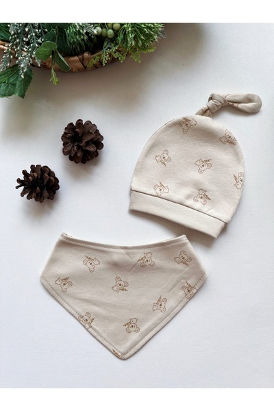 GizaKids 100% Cotton Baby Combed Cotton Hat Bib 4 Piece Set |   Girls Boys Unisex