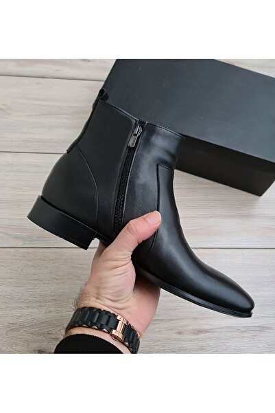 Özel Yapım İTALYAN MODEL SİYAH ERKEK HAKİKİ DERİ FERMUARLI TAKIM ELBİSE ERKEK BOT