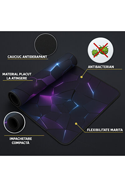 TnsAround Mousepad Gaming Profesional 3D TNS®, Cauciucat, Rezistent la Apa, Viteza Alunecare Marita, 90x40 cm