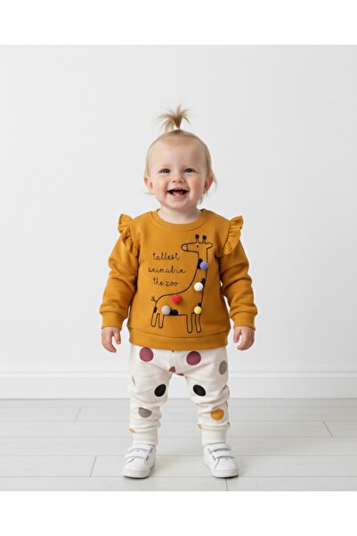 voyyo kids baby طقم مكون من قطعتين مطبوع عليه زرافة بوم بوم للفتيات الصغيرات ...