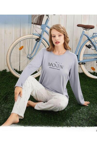 Pijamoni Women's Milan Crew Neck Long Sleeve Slim Pajama Set 7600/24 - 1 Piece
