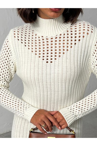 Nosia Women's Mesh Detailed Mini Knit Dress