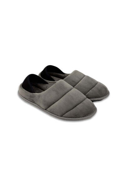 Belsta Grey quilted velour slippers