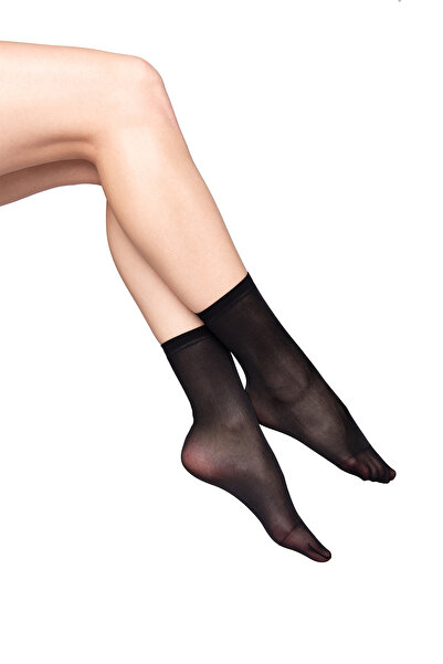 PETRA-ELISA Σετ 2 Ζευγάρια, Κάλτσες Λύκρα 1/4 40 DEN, Μαύρο, One Size