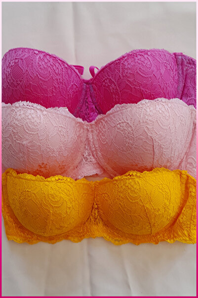 Veille 3'lü Ekonomik Dolgulu Straplez Sütyen Takım, C ve B Cup Balenli Yarım Dolgulu Sütyen Takım,İç Giyim