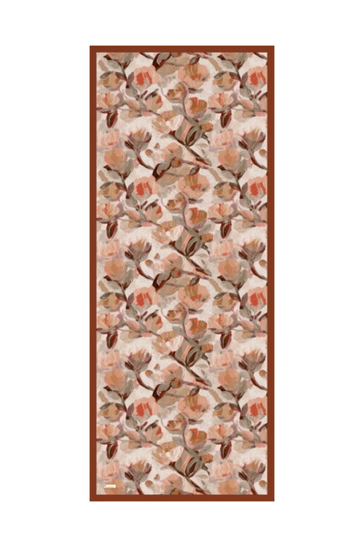 incili dükkan Floral Brush Pattern Shawl - Chocolate Brown