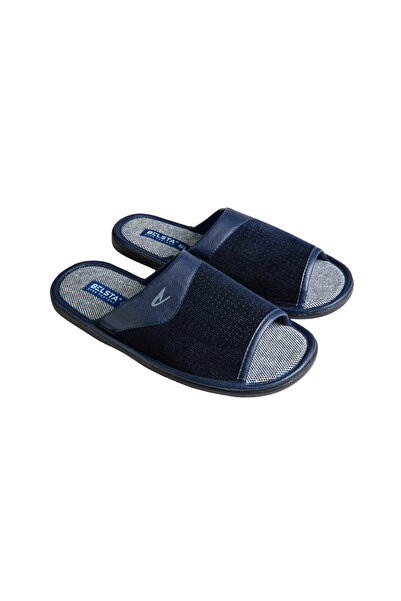 Belsta Papuci de casă din velur gri/albastru, culoare navy