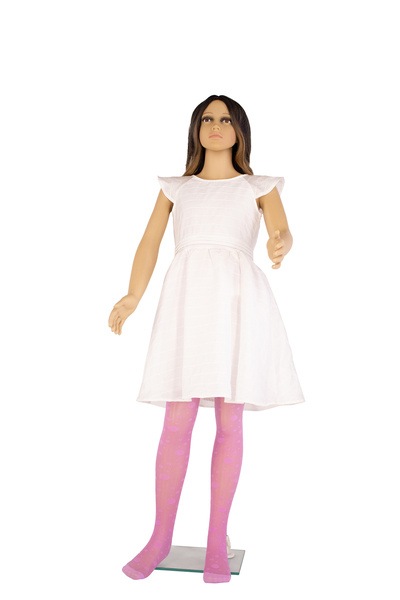 PETRA-ELISA Children's Lycra 20 Den Tights with Evelina pattern, Fuchsia Pink, 6-9 years