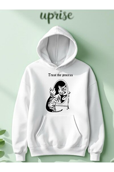 Vordevia Hanorac Trust The Process cu imprimeu din bumbac cu 3 fire O supradimensionat