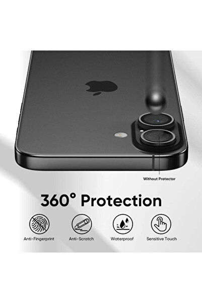 bbtech iPhone 17 Compatible Metal Framed 9H Tempered Glass Camera Lens Protector Crystal Clear