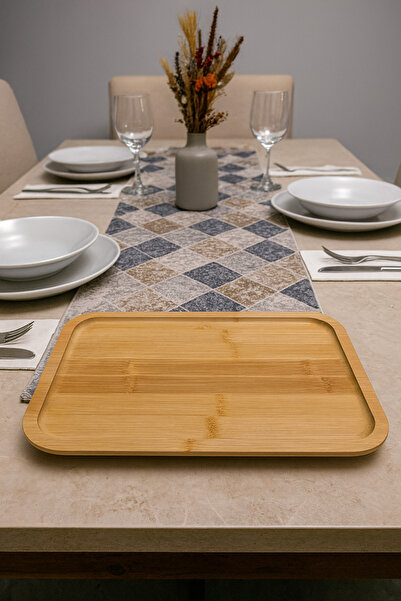CEZVE HOME Bamboo Presentation Snack Rectangular Plate 28X18 cm