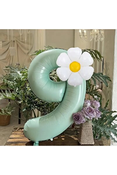 DÜVENCİ TİCARET مجموعة بالونات من نوع أداكاي الأخضر والأبيض على شكل زهرة الأق...