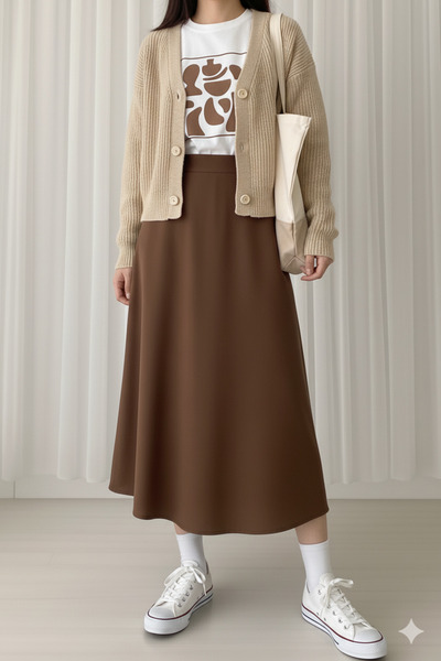 MODA Φούστα Hijab με φερμουάρ από ύφασμα Puff Scuba