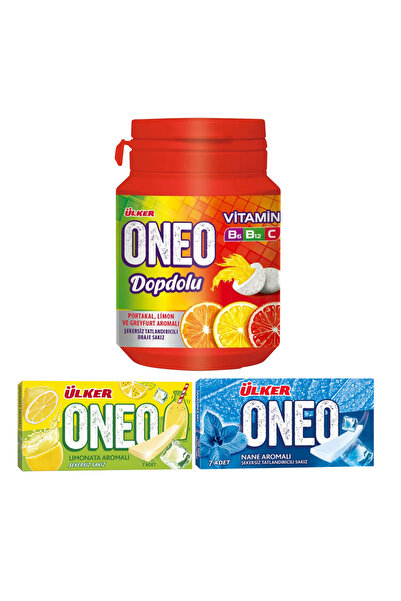 Ülker Oneo Dopdolu Vitamin Draje Meyve Aromalı Sakız 48 G + Oneo Limonata ve Nane Aromalı Sakız 14 G