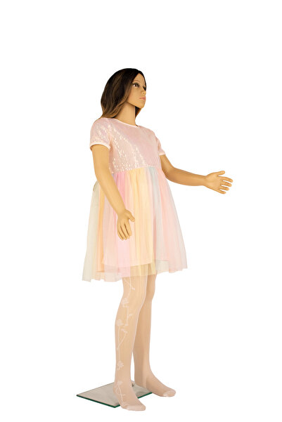 PETRA-ELISA Children's Lycra 20 Den Tights with Bianca pattern, White, 9-11 years