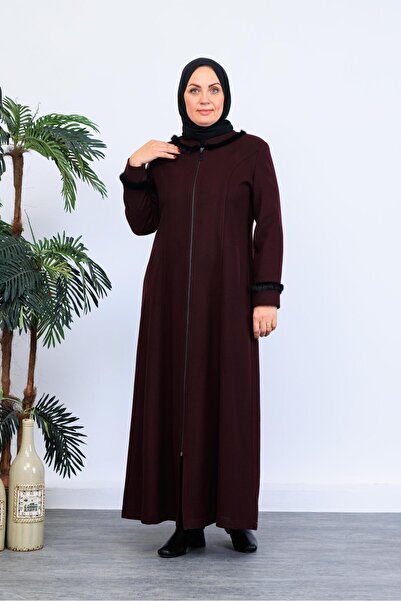 Doque Kışlık Kaşe Kadın Pardesü Büyük Beden Fermuarlı Anne 58023