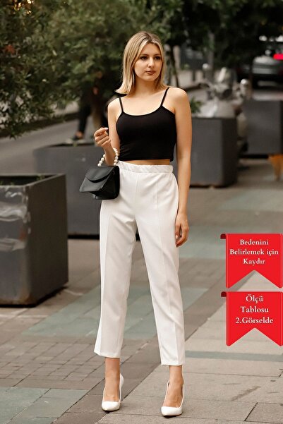 Mogi Butik Exclusive Women's Carrot Leg High Waist Lycra Woven Trousers 3096
