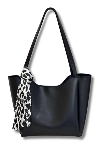 Judour Bags Geantă de mână și de umăr pentru femei, NEGRĂ, cu fermoar și eșarfă