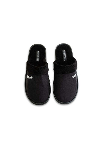 Belsta Men's black slippers with embroidery