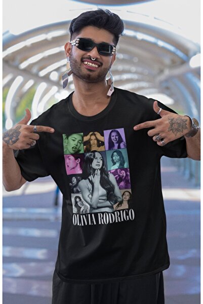 Fuddy Moda تي شيرت مكتوب عليه أوليفيا رودريغو للجنسين، تي شيرت كبير الحجم أو ذو طابع موسيقي برقبة دائرية