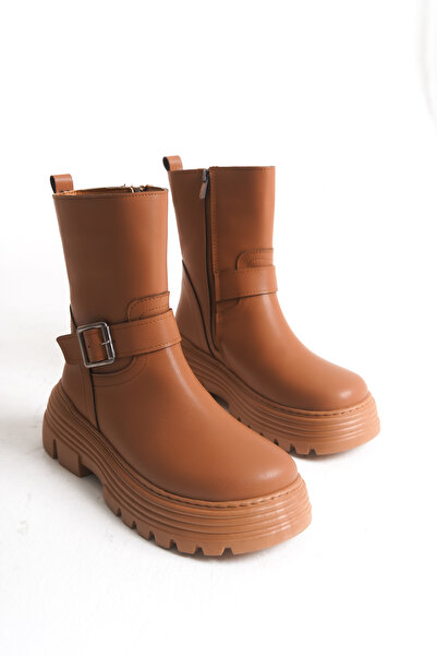 Solo Bag Women's New Season Flat Buckle Detailed Zippered Daily Comfortable Fit Boots