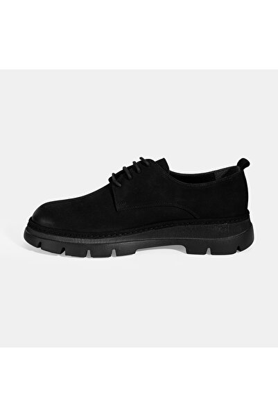 Desa Men's Black Lace-Up Nubuck Leather Shoes