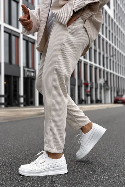 Zerenyus Cowien Premium Men's Style Lace-Up Sneaker White