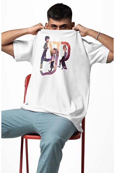 Fuddy Moda تي شيرت مطبوع للجنسين من AJR، تي شيرت كبير الحجم يحمل طابع فرقة البوب الأمريكية