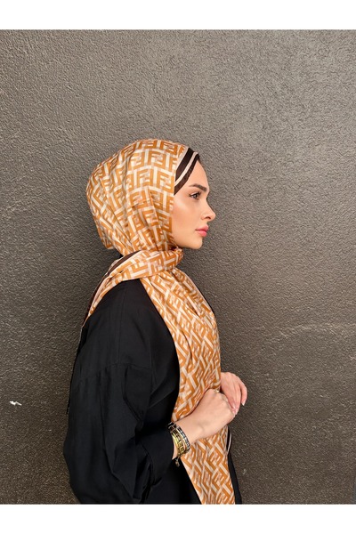 Miorel Scarfs F Desen Vual İpek Şal %100 İpek Silk Scarfs Shawl Hijab