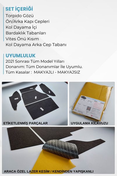 GRAFİCAR Hyundai Bayon Uyumlu Konfor Seti – Ceplere Özel Yapışkanlı Premium Görünüm Kaplama