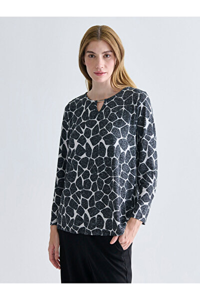 LC Waikiki Λαμπερές επιλογές από το Shining Store |   Μπλούζα με σχέδιο με λαιμόκοψη