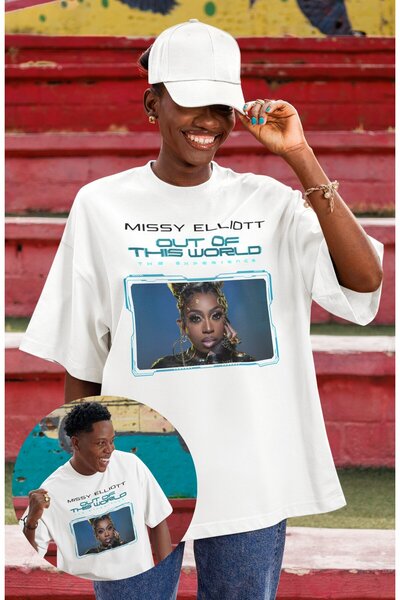 Fuddy Moda Μπλουζάκι με στάμπα Unisex Missy Elliott, μπλουζάκι με λαιμόκοψη μ...