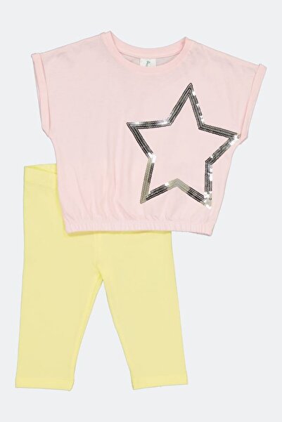 Panolino Panolino® T-shirt and tights set, stars, girls, pink yellow - 116 cm