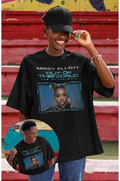 Fuddy Moda Μπλουζάκι με στάμπα Unisex Missy Elliott, μπλουζάκι με λαιμόκοψη μ...