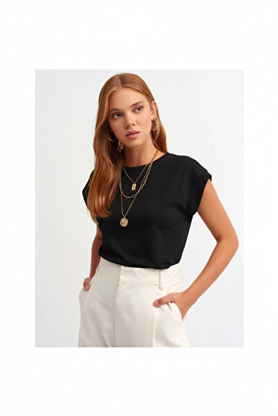 Dilvin Crew Neck Combed Cotton T-Shirt-Blackk