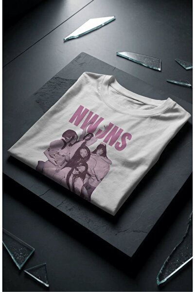 Fuddy Moda Unisex NewJeans Baskılı Tişört, Oversize Kpop Temalı Bisiklet Yaka T-shirt