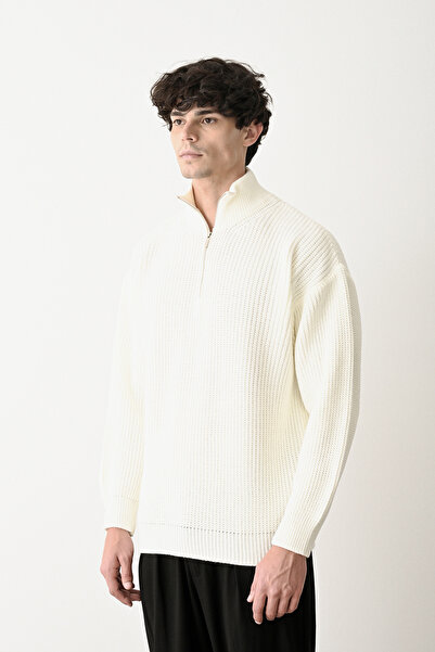 MARRAKECH Steel Knitted Oversize Half Zipper Sweater Kzk1902