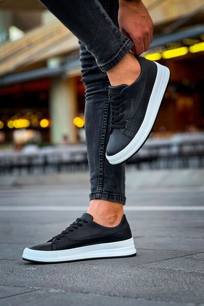 Zerenyus Cowien Premium Men's Style Lace-Up Sneaker Black White