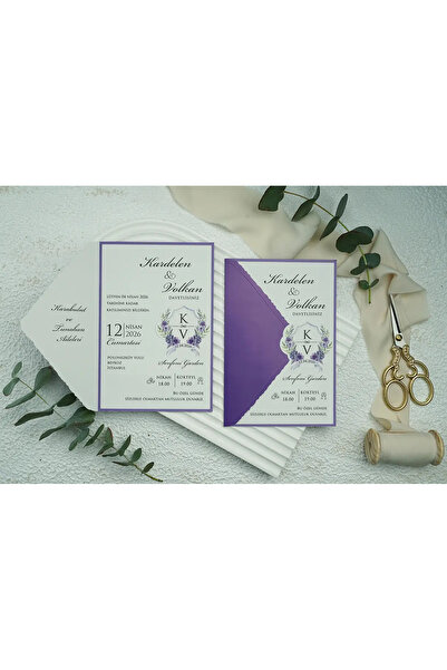 ERDEM DAVETİYE Düğün Davetiyesi / Nişan Davetiyesi / Nikah Davetiyesi / (50 Adet) Baskı Hariç Davetiye 9351