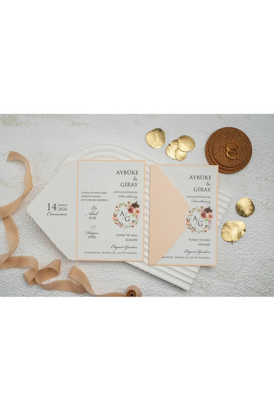 Erdem Düğün Davetiyesi / Nişan Davetiyesi / Nikah Davetiyesi / (50 Adet) Bask...