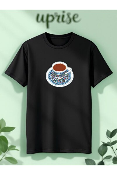 Vordevia Cafea turcească cu imprimeu Bumbac supradimensionat tricou