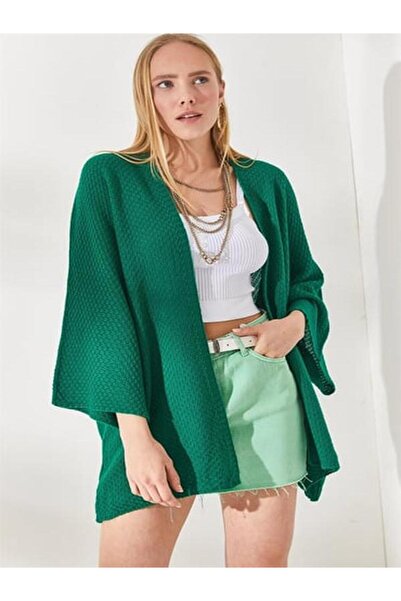TİSTA Cardigan cu model verde orez pentru femei, cu mâneci liliac